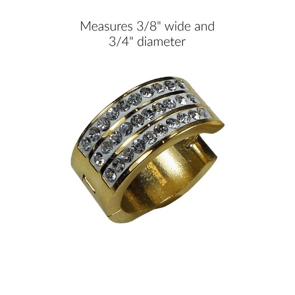 Gold Plated Stainless Steel Large Round Huggies Earrings - Picture 2 of 2